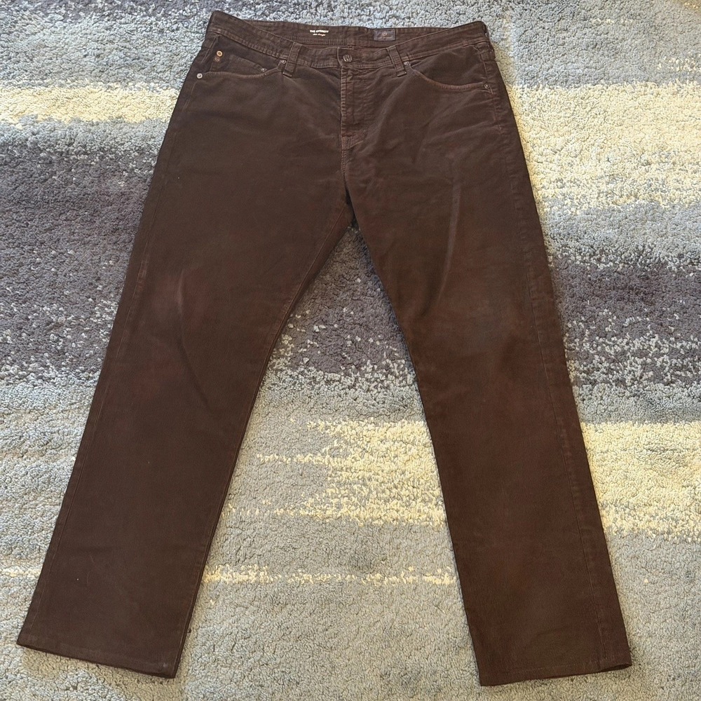 AG Adriano Goldschmied Everett Slim Straight Chino Brown Corduroy Men's 36x34